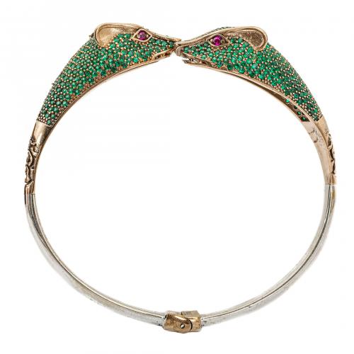 Pulsera esclava estilo Cartier en plata y plata dorada con 