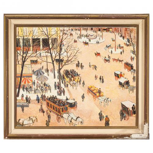 André de Moller (Inglaterra, 1942) Vista urbana con figur
