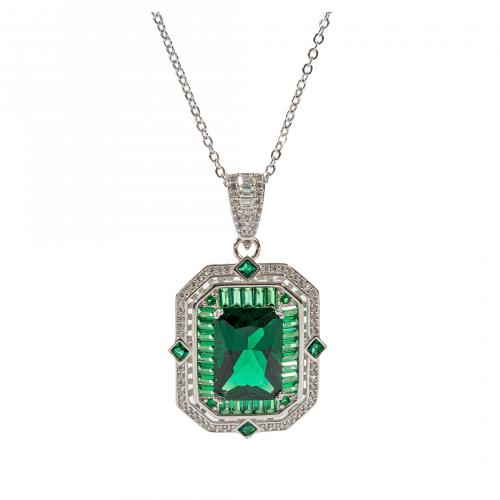 Colgante octogonal estilo Cartier en plata con símiles de e