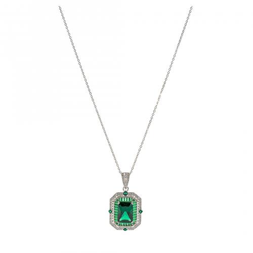 Colgante octogonal estilo Cartier en plata con símiles de e