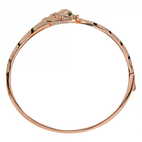 Pulsera esclava estilo Cartier en plata rosa con centro rem