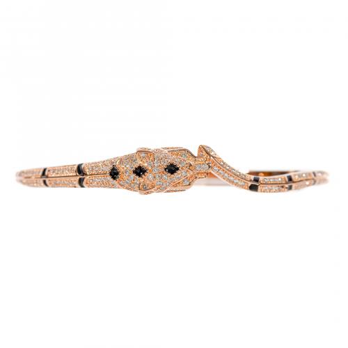 Pulsera esclava estilo Cartier en plata rosa con centro rem