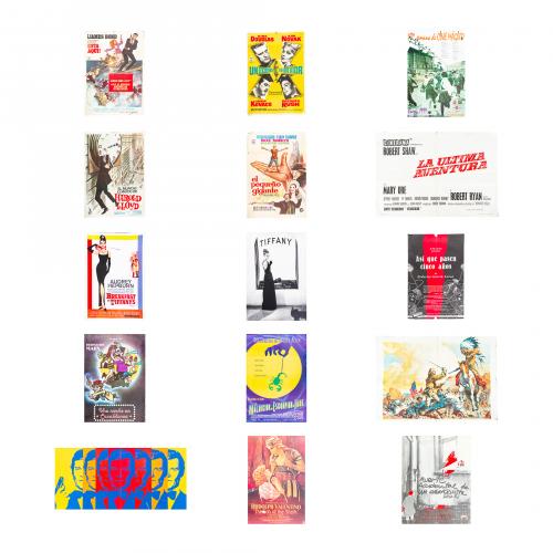 Lote de 15 carteles antiguos de cine. "La maldición del esc