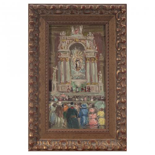 Constantino Gómez  (Valencia, 1865-1937) Interior de igle