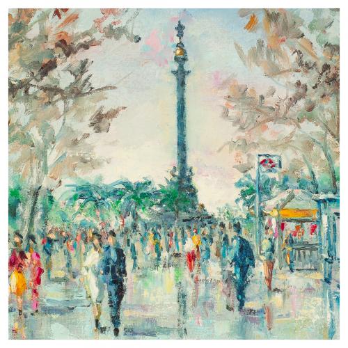 José Brugué Verdaguer (Vic, Barcelona, 1922-?) Ramblas. B