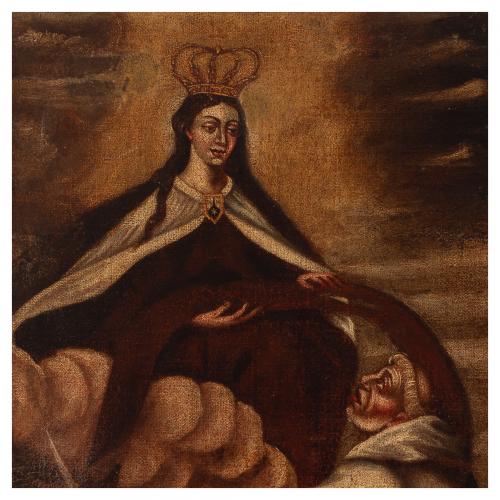 Escuela española, s.XVIII. La Virgen del Carmen entrega e