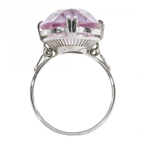 Sortija en plata con cuarzo rosa y símil de amatista. Nº 13