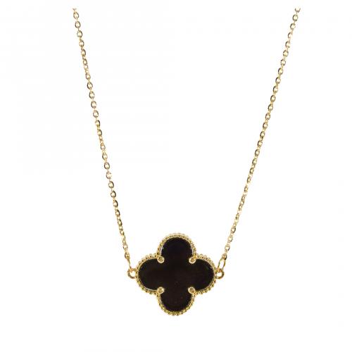Colgante estilo Van Cleef en oro y ónix. 44,5 cm. 3,13 gr.