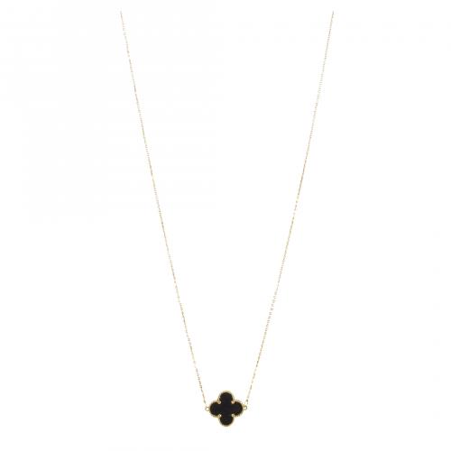 Colgante estilo Van Cleef en oro y ónix. 44,5 cm. 3,13 gr.