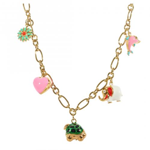 Juego de collar y pulsera de eslabones en plata dorada y es
