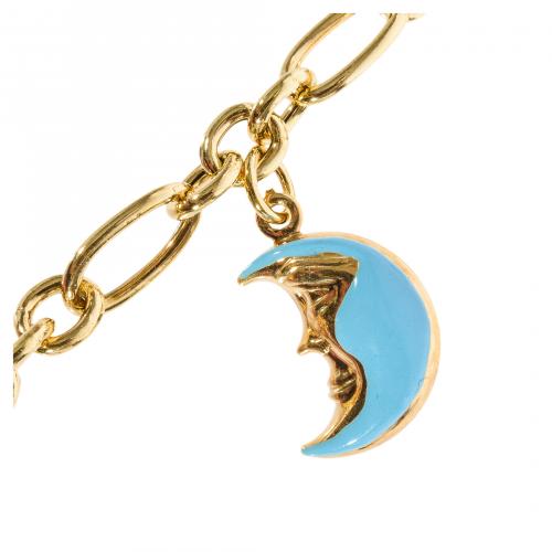 Juego de collar y pulsera de eslabones en plata dorada y es