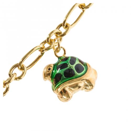 Juego de collar y pulsera de eslabones en plata dorada y es
