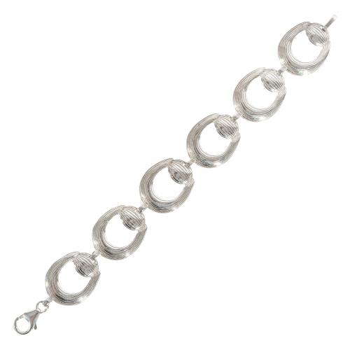 Pulsera de eslabones diseño círculos en plata. 19 cm. 