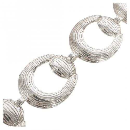 Pulsera de eslabones diseño círculos en plata. 19 cm. 