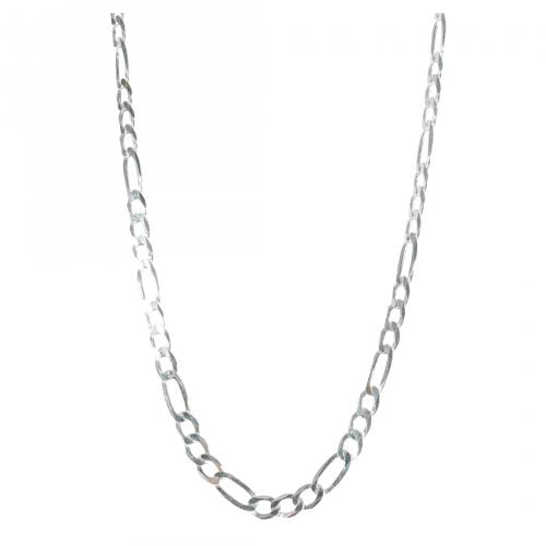 Pareja de cadenas en plata, una tubular. 60 cm cada una. 