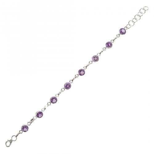 Juego de pulsera y pendientes en plata con chatones de amat