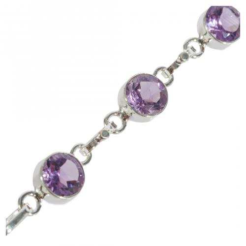 Juego de pulsera y pendientes en plata con chatones de amat