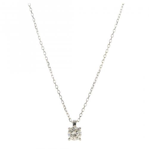 Colgante en oro blanco con diamante talla brillante engasta