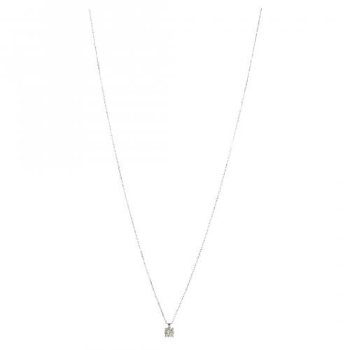 Colgante en oro blanco con diamante talla brillante engasta