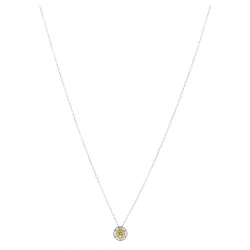 Colgante en oro blanco con diamante talla brillante antigua
