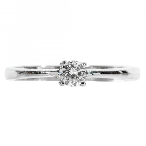 Sortija solitario en oro blanco con diamante talla brillant