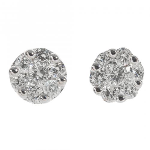Pendientes en oro blanco con diamantes talla brillante enga