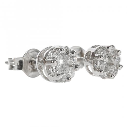 Pendientes en oro blanco con diamantes talla brillante enga