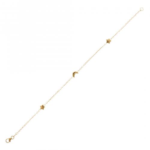 Pulsera en oro con motivos alternados diseño luna y estrell