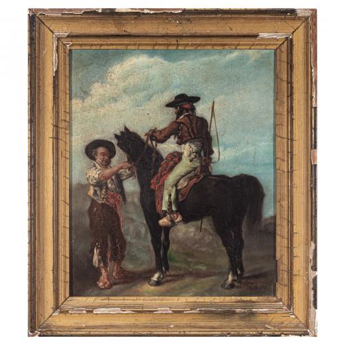 Escuela española, s.XIX. Personajes goyescos. 