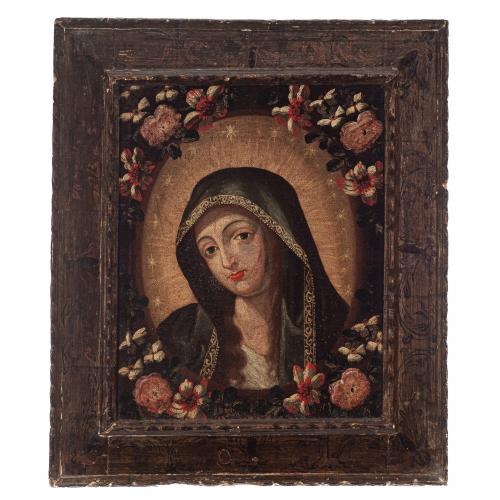 Escuela Novohispana, México, s.XVIII. Jesús y la Virgen M