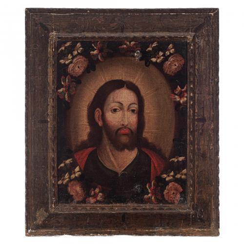 Escuela Novohispana, México, s.XVIII. Jesús y la Virgen M